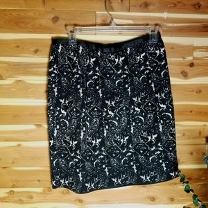 Talbot's Black and White Print Work Skirt